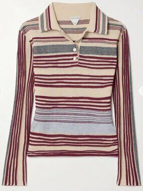Bottega Veneta: Striped jacquard-knit linen Polo